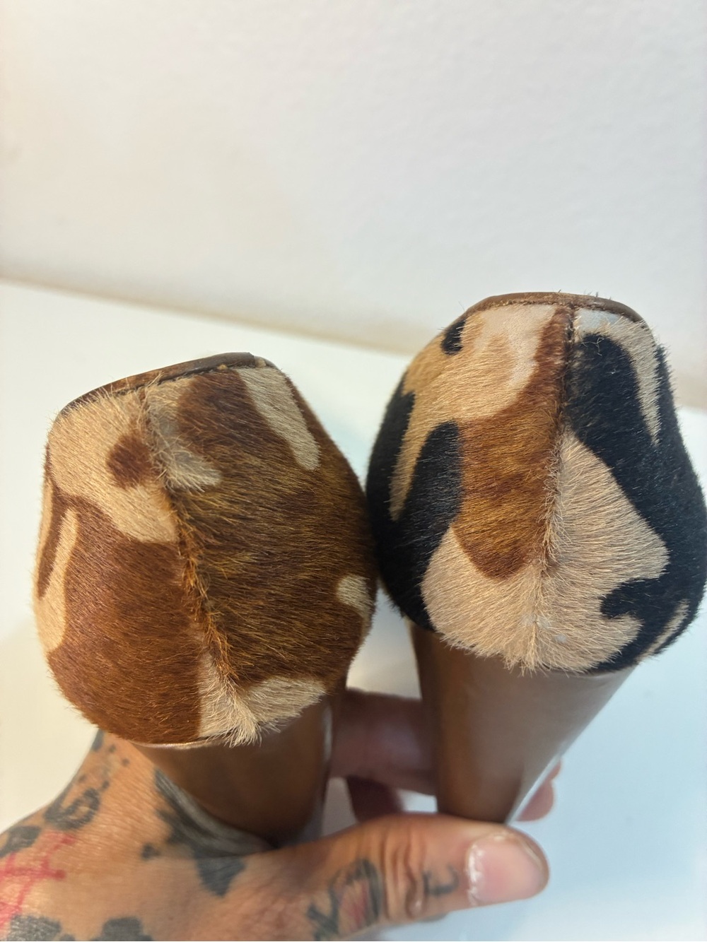 VTG STUART WEITZMAN 10B Women's Camouflage Pointed-Toe High Heels - Brown/Black - Picture 6 of 15